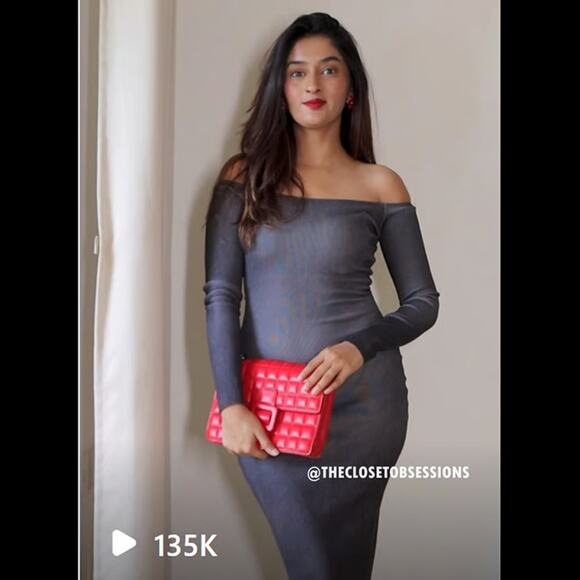 ZARA Off Shoulder Fitted Midi Dress NWT | Grey Ombre | Long Sleeve - Picture 9 of 16